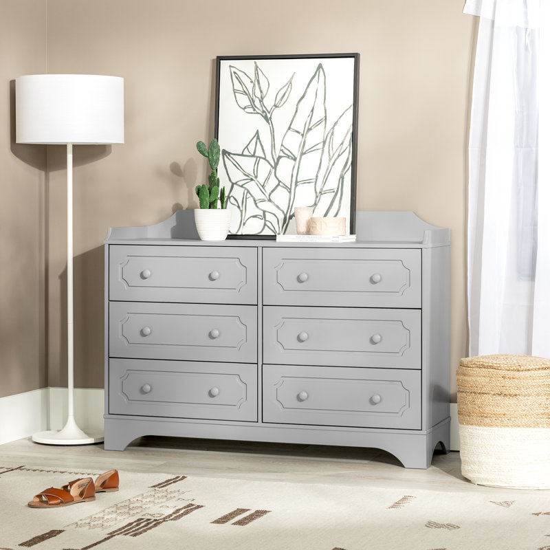 Commode double en bois massif l 6 po Yanuel, Gris