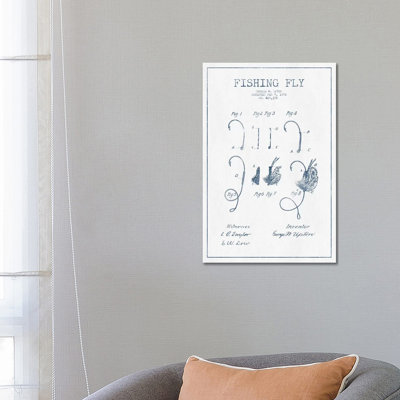 George W. Upton Fishing Fly Patent Sketch (Ink) by Aged Pixel - Wrapped Canvas Gallery-Wrapped Canvas Giclée