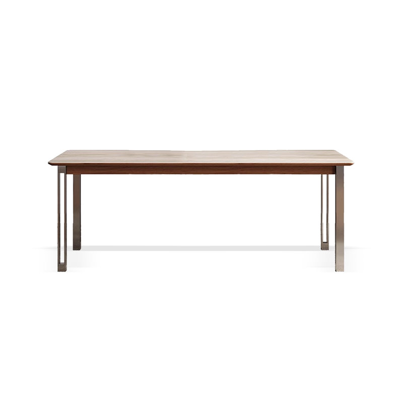 Table de salle à manger rectangulaire de style français rétro et simple avec dalle de roche en travertin