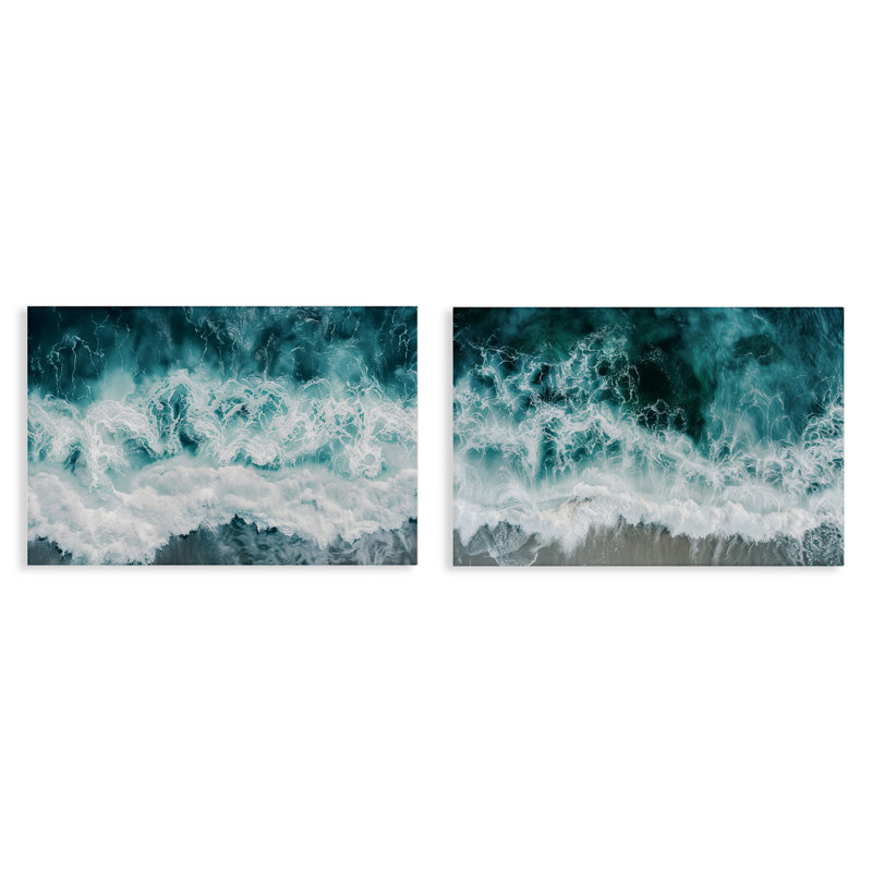 Ensemble de 2 toiles Hazy Water Waves, design par Lazar Studio, H 20 po x l 30 po