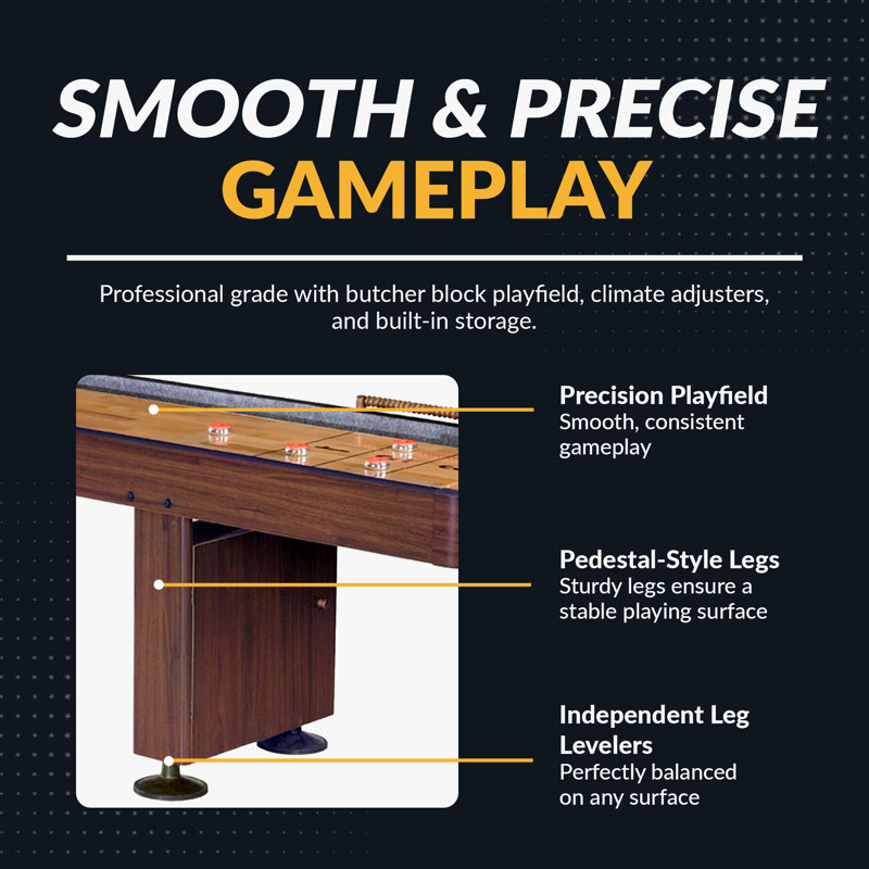 Hathaway 12-Foot Walnut Shuffleboard Table with Hardwood Surface