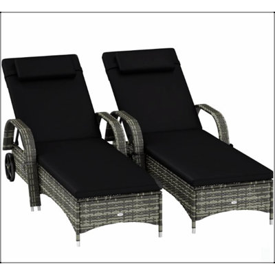 Méridiennes roulantes d'extérieur avec coussin, coussin, appui-tête, accoudoirs et roulettes pour un confort et une polyvalence ultimes