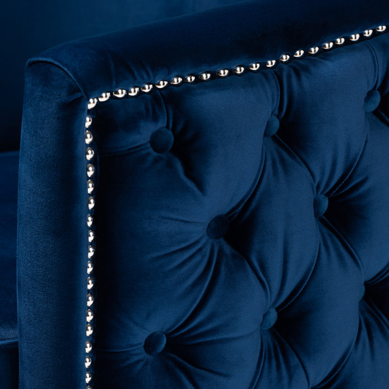 Velvet Barrel Chair, Navy Blue