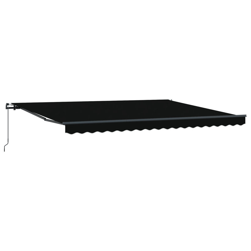 Brayden Studio Retractable Patio Awning, Black/Grey, 450 cm W x 300 cm D