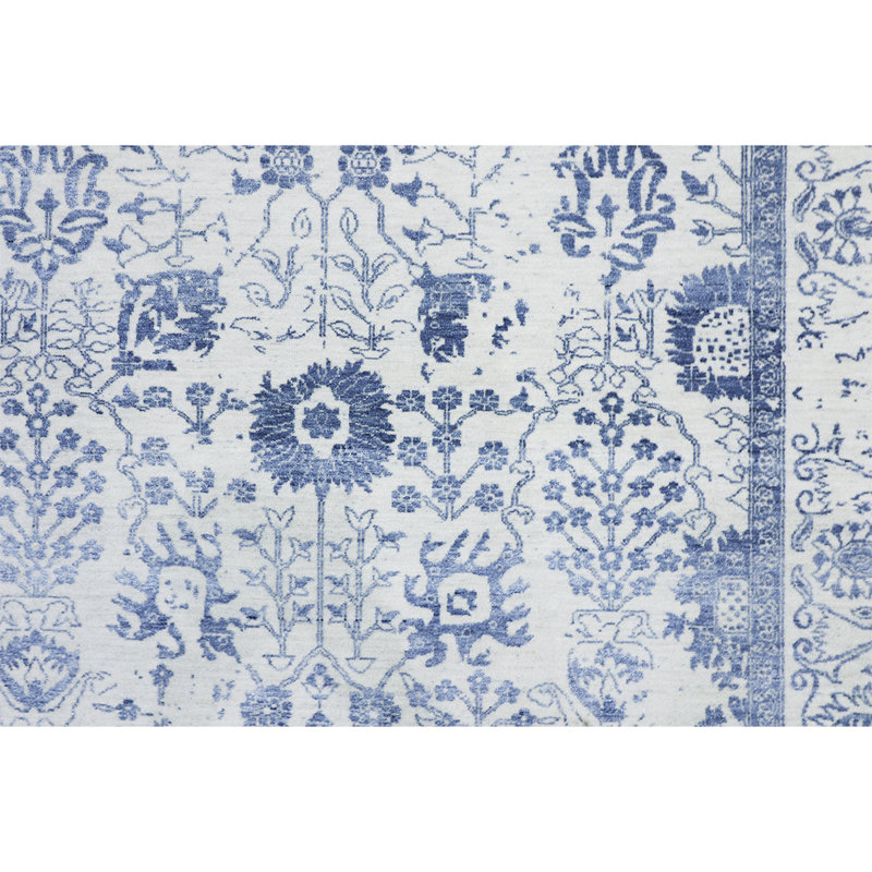Tapis ivoire et gris noué à la main de haute qualité, Rectangle 12 pi x 15 pi