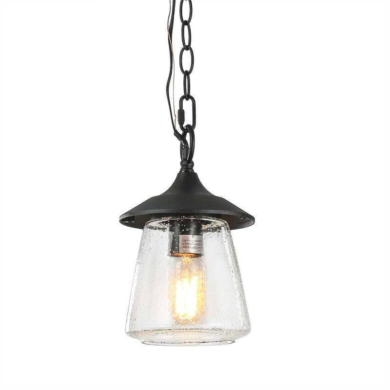 Luminaire suspendu d'extérieur noir 1 lumière H 9,4 po Vendramin