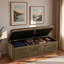 Banc moderne avec repose-pieds rembourré avec compartiment de rangement dissimulé, plateau rabattable et base en bois naturel-10674384-10674391