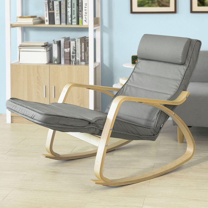 Carnelian Solid Wood Rocking Chair, Dark Grey