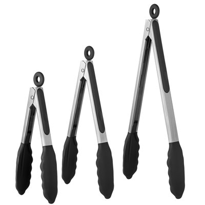 U-Taste 600ºF Heat-Resistant Silicone Kitchen Tongs: 7+9+12 Inch Heat Resistant Cooking Tong Set