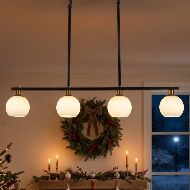 Luminaire suspendu sphérique moderne Mid-Century à 4 lumières de 43,7 po Wilbourn