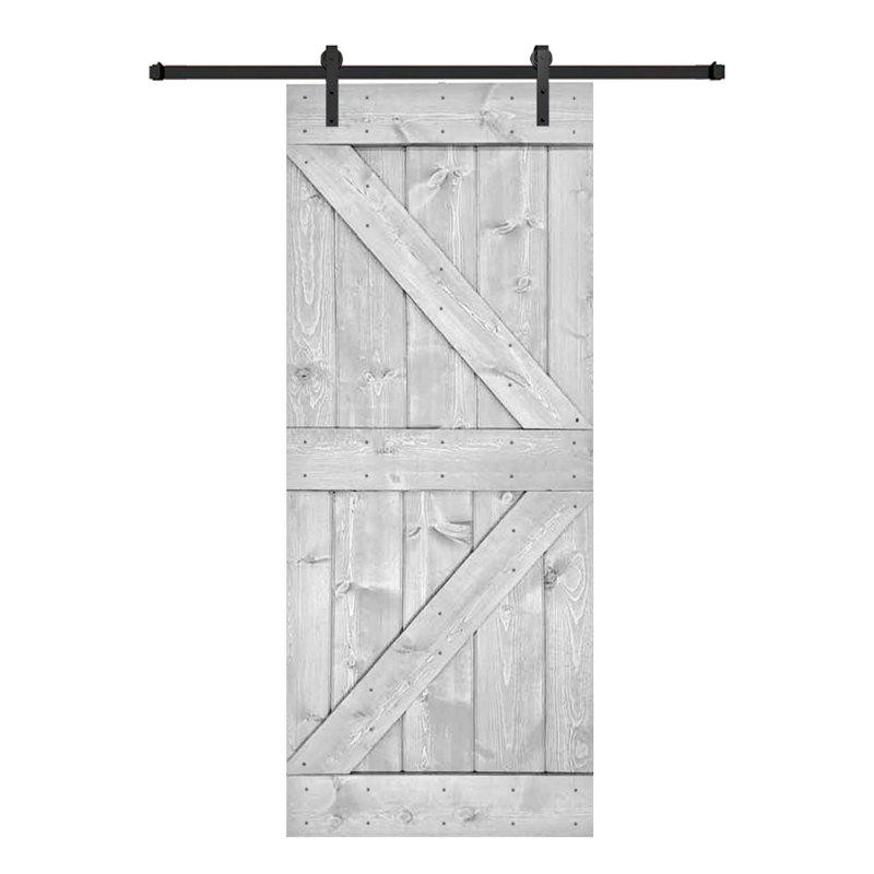 Porte de grange en bois massif DIY 3 en 1 pour chambres, espaces de rangement, placards, 26 po x 84 po, Gris argenté