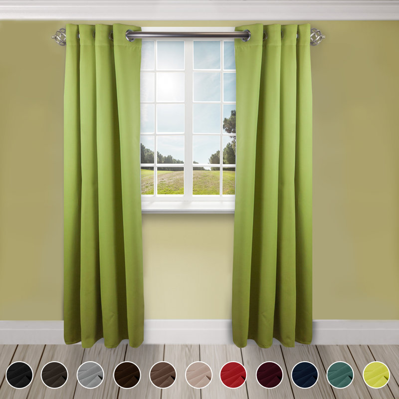 Polen Room Darkening Curtain Single Panel, 180" x 108", Green