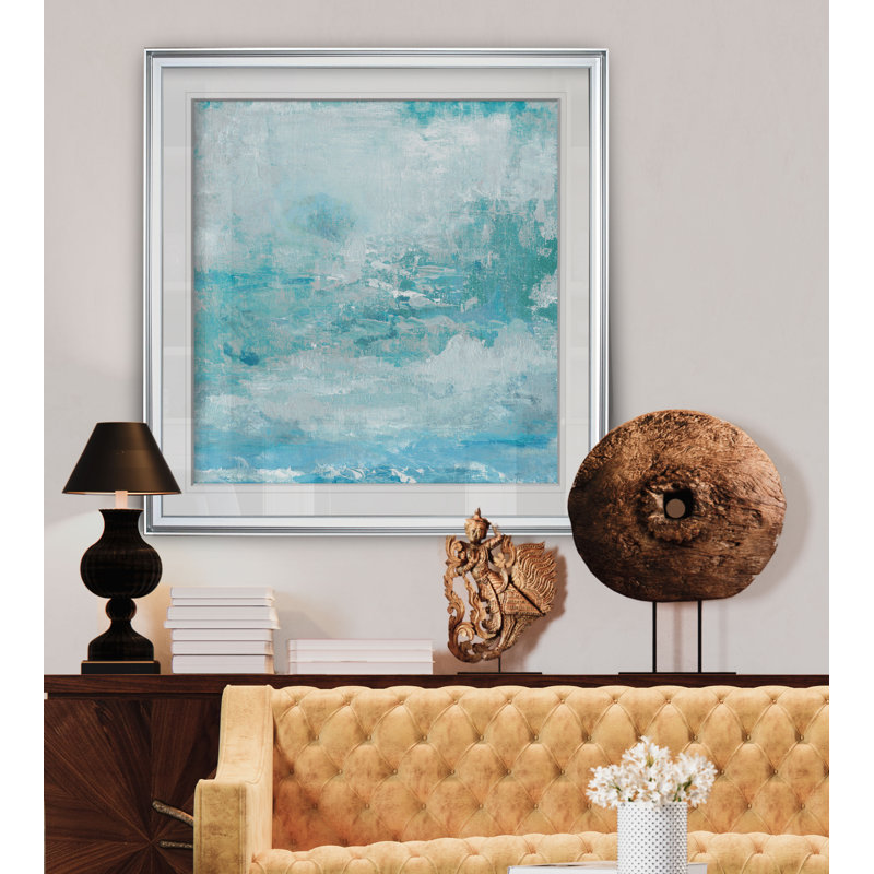 Aqua Skies - reproduction d'art, H 16 po x l 16 po x P 1,5 po, Cadre argenté