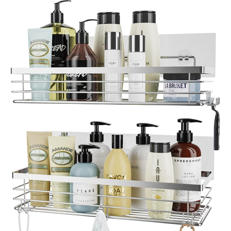 Wall Mounted Required Shower Caddy, Silver