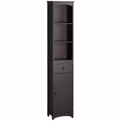 Bathroom Storage Cabinet, Free Standing Bathroom Storage Unit, Tall Linen Tower With 3-Tier Shelves And Drawer