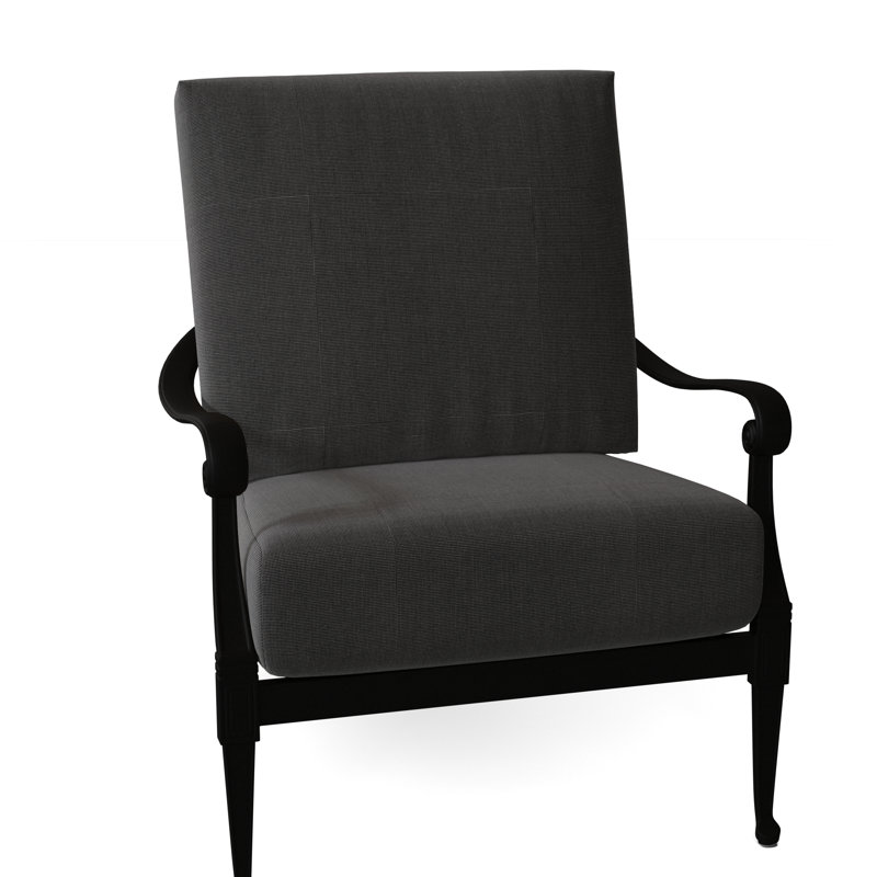 Wiltshire Outdoor Lounge Chair, Textured Black, Impact Vapor Gray Sunbrella®