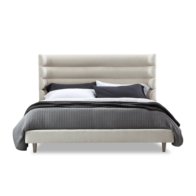 Ornette Upholstered Wingback Bed, California King, Pearl