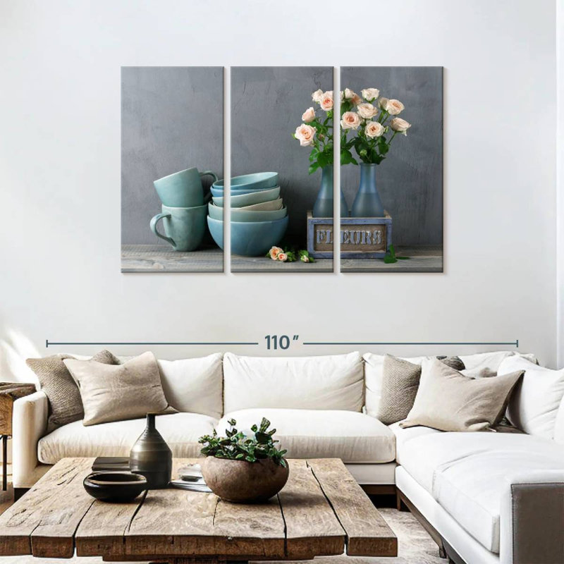 Senne Rustic Blue Ceramics, 48" H x 74" W