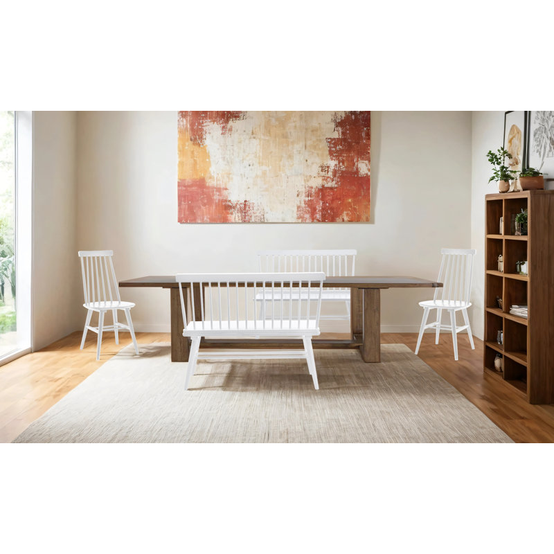Alvie 6 - Person Solid Wood Dining Set, White