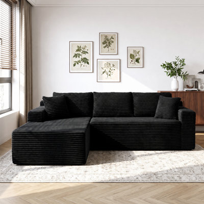 105" Compression Modern L-Shaped Modular Sectional Sofa With Chaise Lounge, Soft Corduroy Upholstery Boneless And Deep Seating Cloud Couch Design