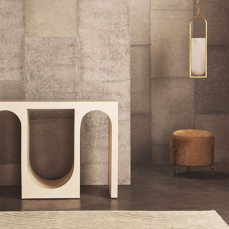 Console beige et bois manufacturé rectangulaire, Beige, H 33,46 po x l 47,24 po x P 13,78 po