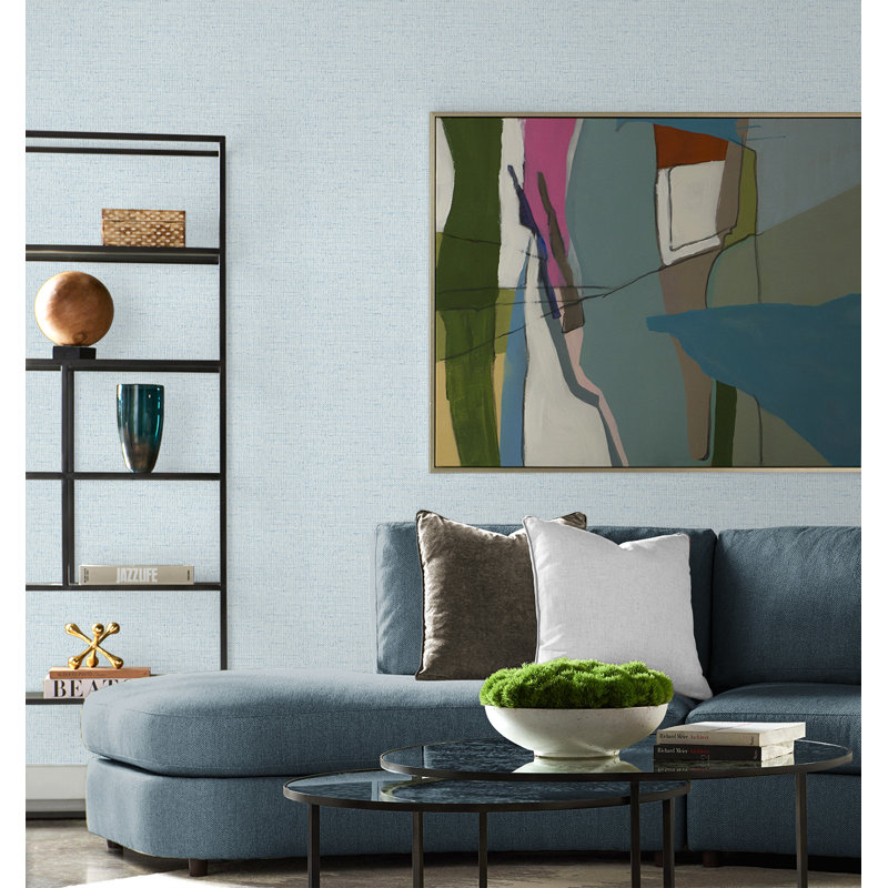 Abstract Vinyl Metallic Wallpaper Double Roll, Aquamarine