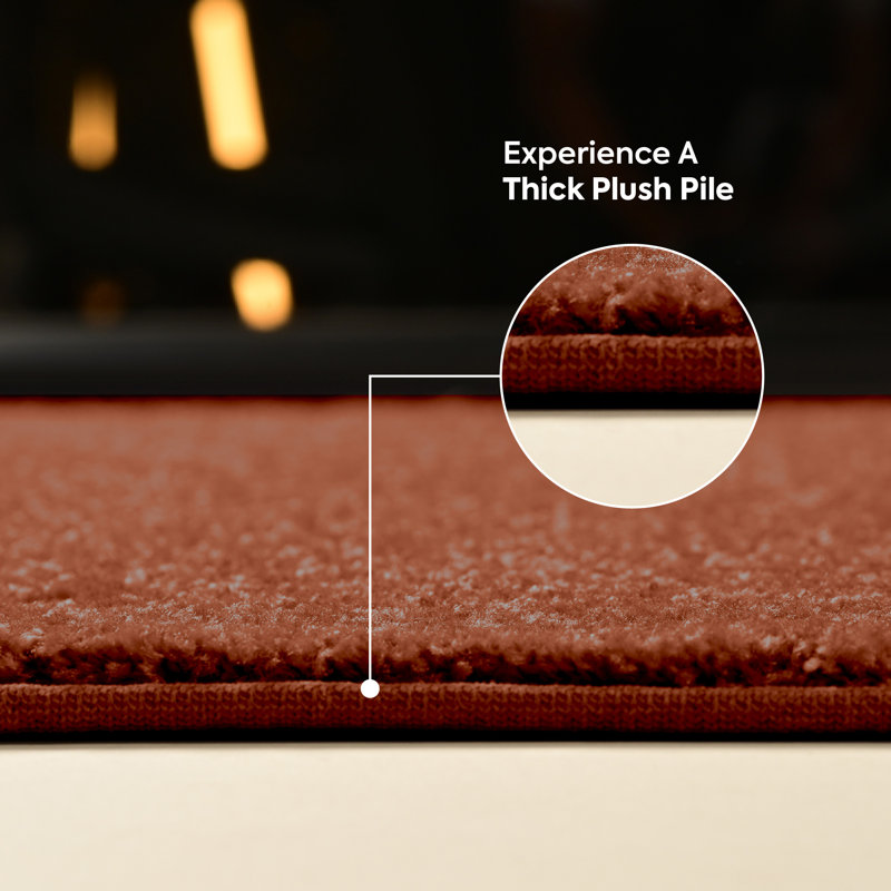 Rust 2' x 3' Solid Color Stain-Resistant Kids Rug