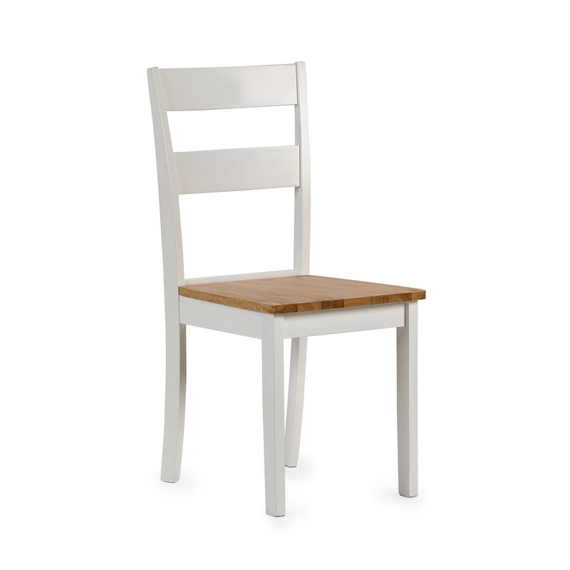 Hayasdan 42cm H Solid Wood Ladder Back Side Chair, Brown/White