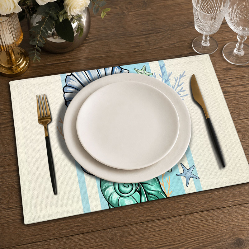4-Piece Polyester Rectangle Dining Table Placemat