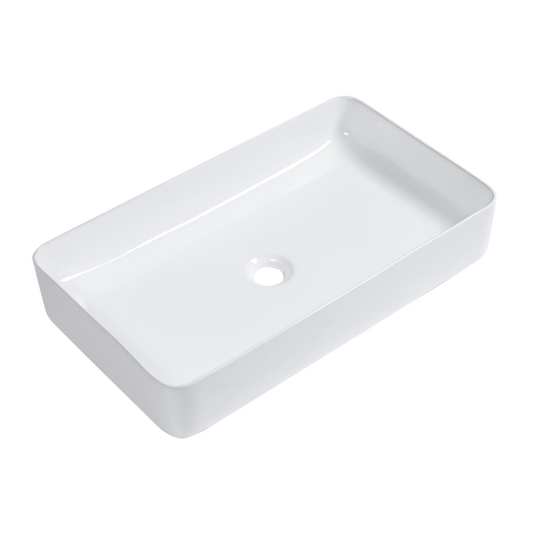 Elegant Look 24"X14" Ceramic Rectangular Sink - Vessel Style, Low Water Absorption, For Different Environments 24X14 Bathroom Stain-,