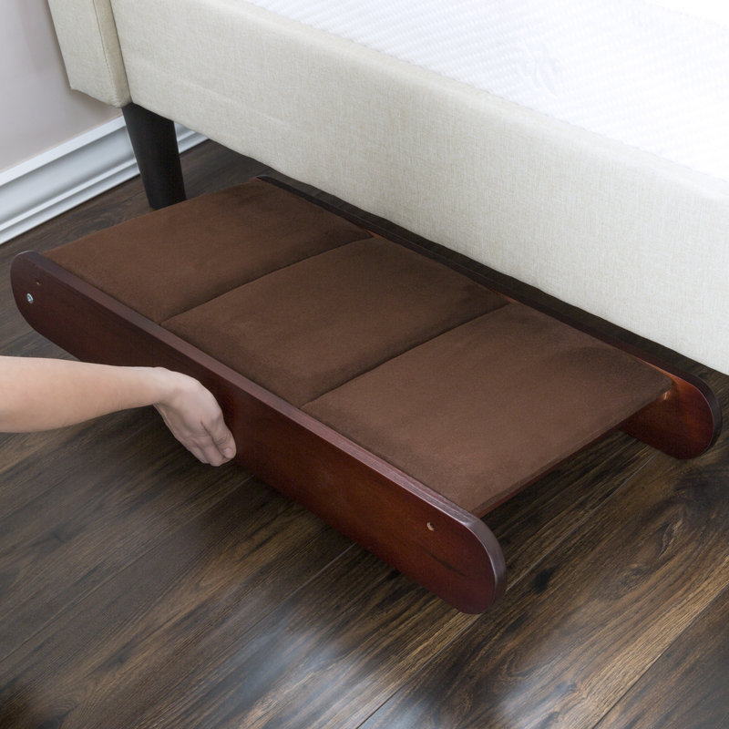 Mahogany Foldable Wooden Pet Ramp with Padded Surface