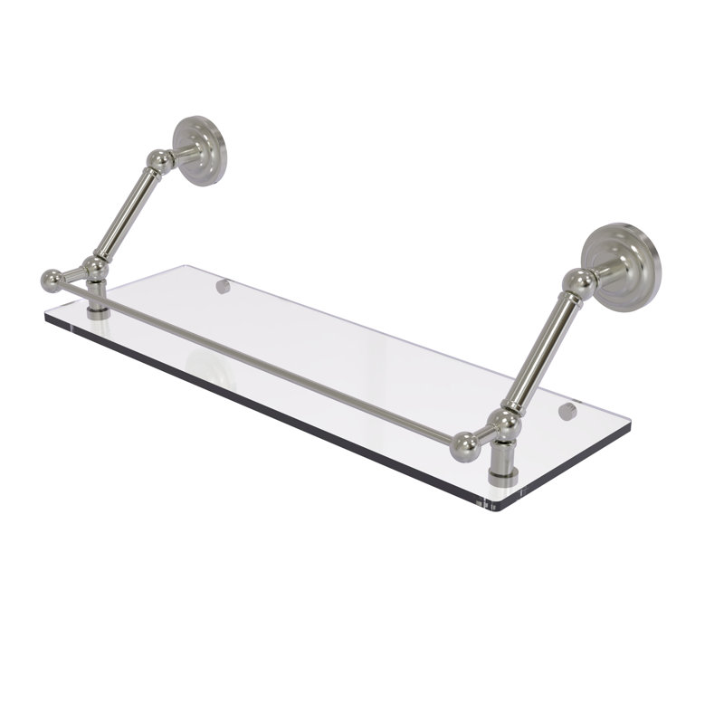 Tablette flottante avec barre de galerie Jhene, Nickel satiné, H 8 po x l 24 po x P 8,6 po