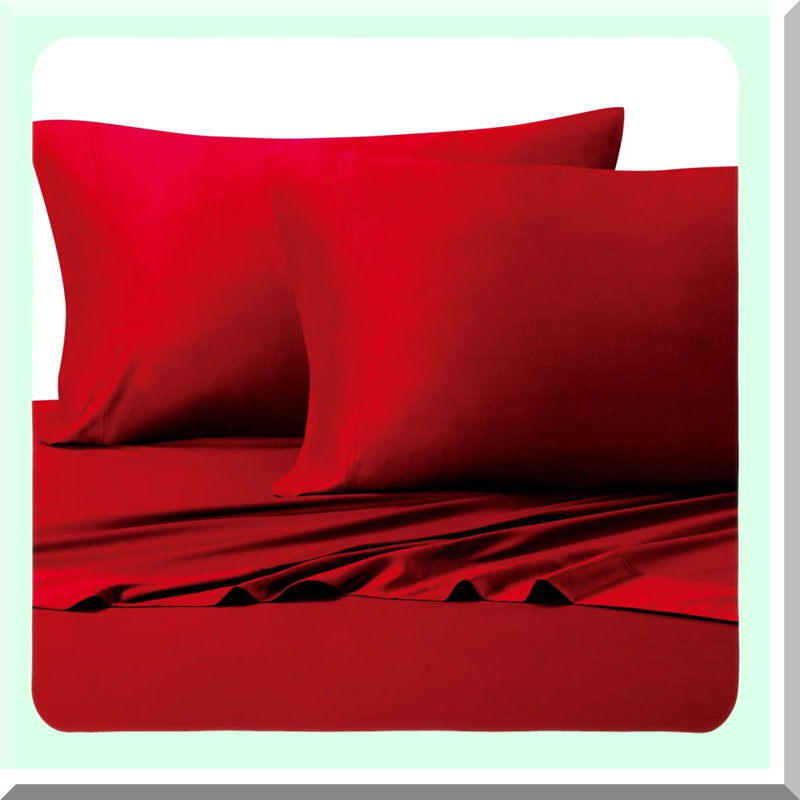 Luxury Crimson Cotton Sateen Pillowcase Set - 600 TC, 20" x 40" Pair - Solid Red Pillow Cases for Beds - Soft & Smooth Bedding