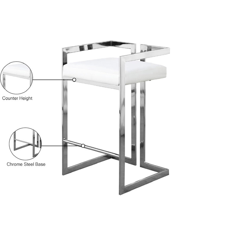 Tabouret de comptoir en cuir Gezina, Blanc