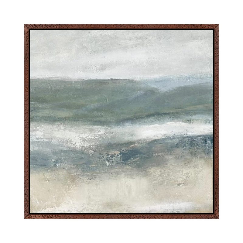 Rolling Oceanside II by Carol Robinson - Painting on Canvas, Classic Brown Wood Framed, 66.04 cm H x 66.04 cm W