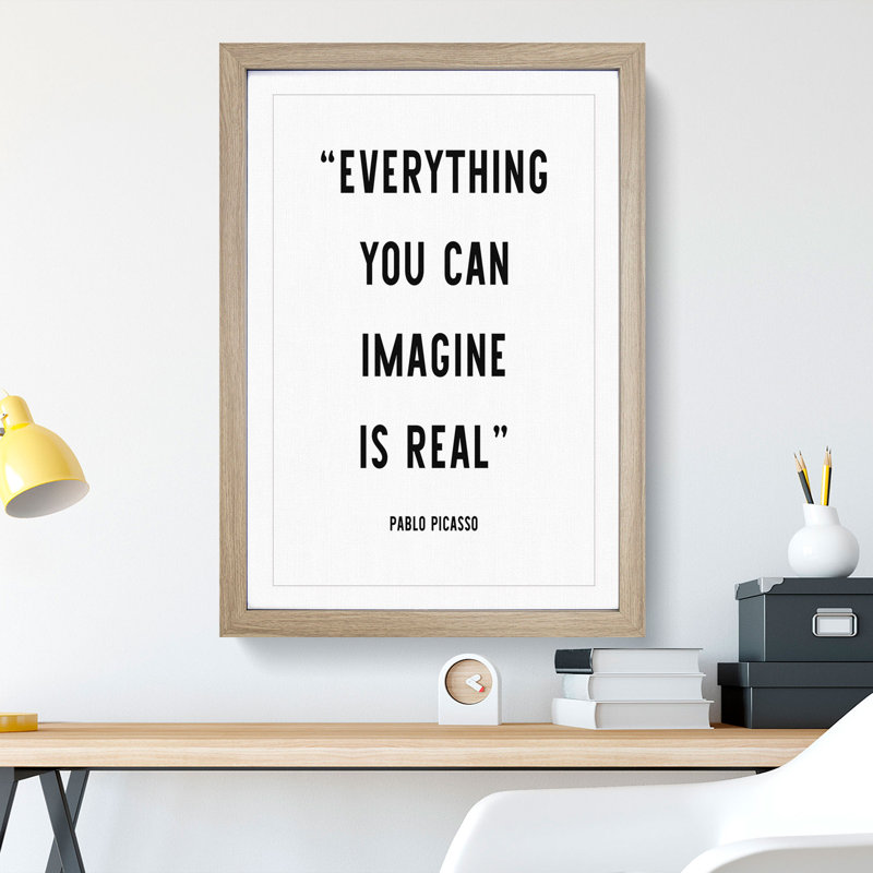 Everything You Can Imagine - Picture Frame Typography, Oak, 90cm H x 65cm W x 2cm D