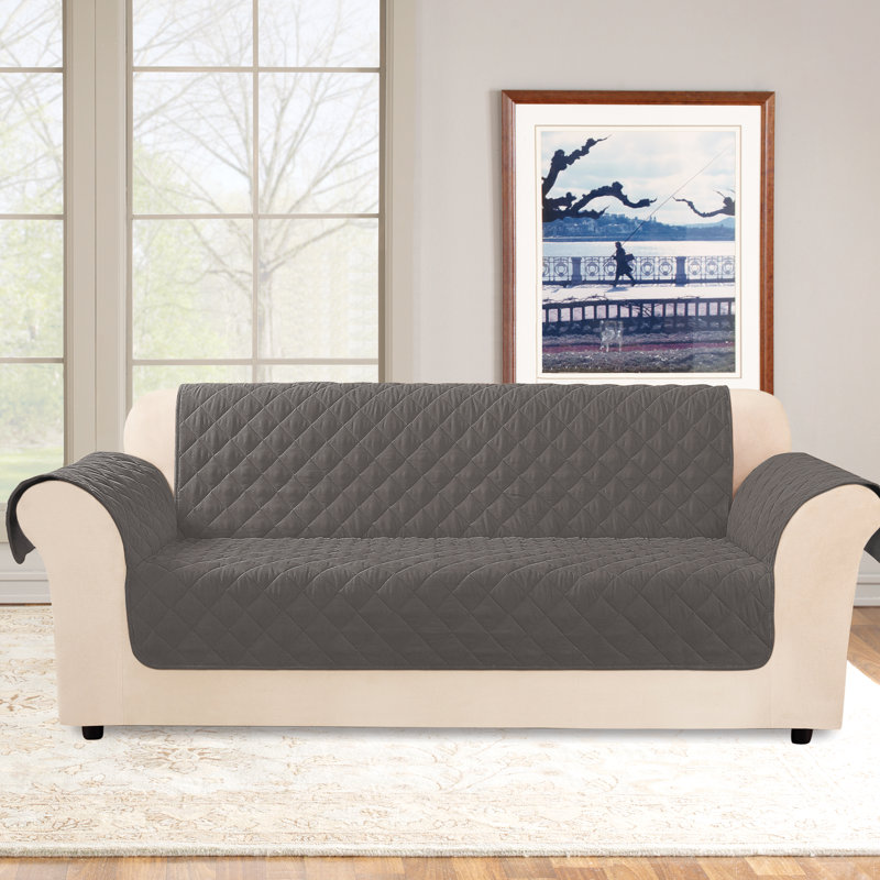 Gray Quilted Non-Slip Water Resistant Sofa Cover