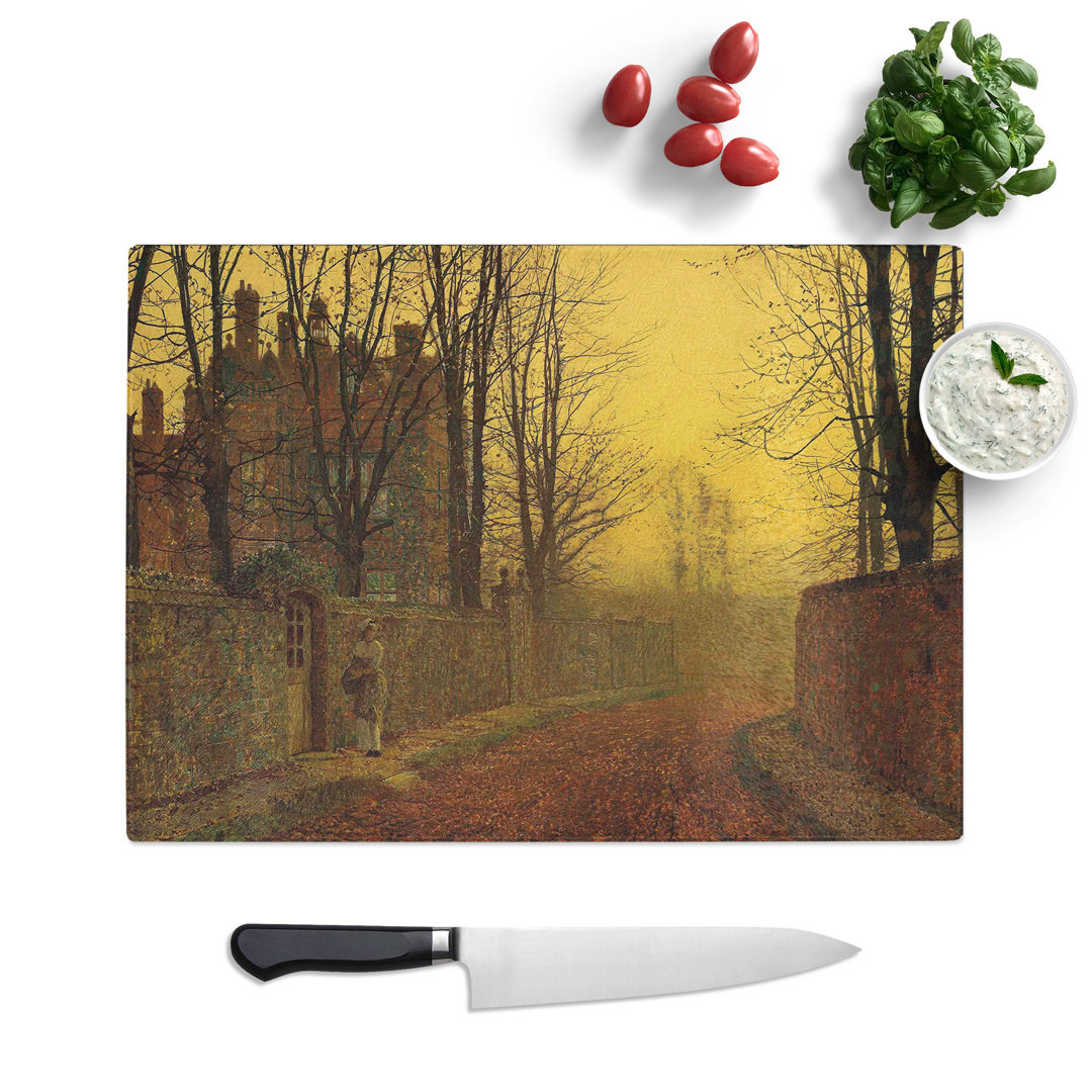 An Autumn Lane by John Atkinson Grimshaw Chopping Board