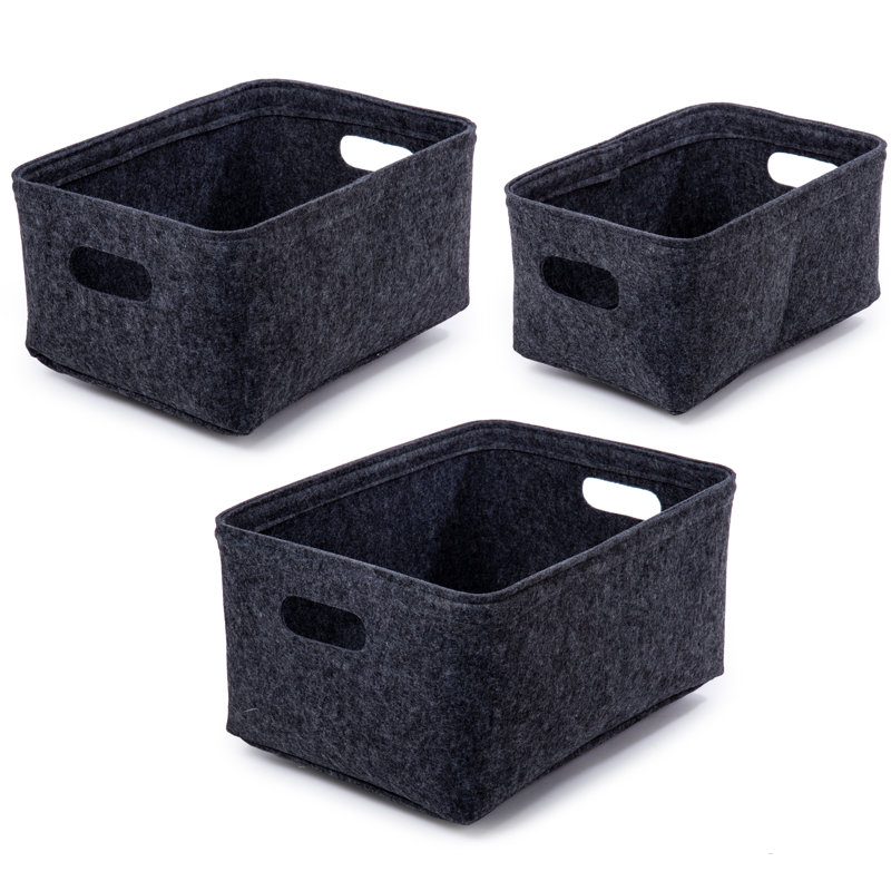 Ensemble de paniers en tissu 3 pièces, Gris foncé