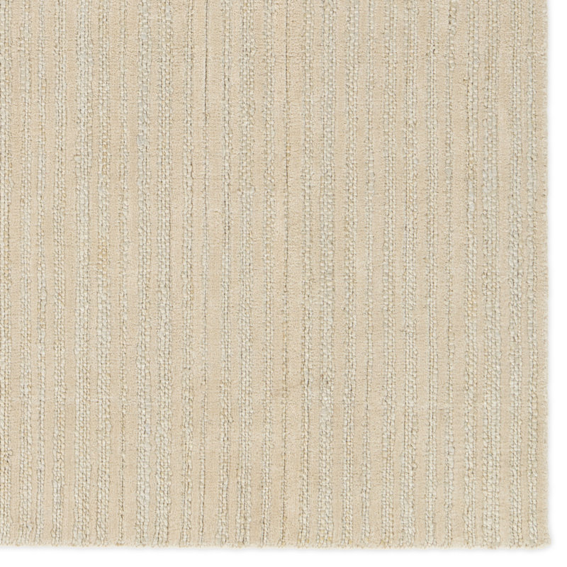Neutral Handwoven Wool and Cotton Rectangular Rug 10' x 14'