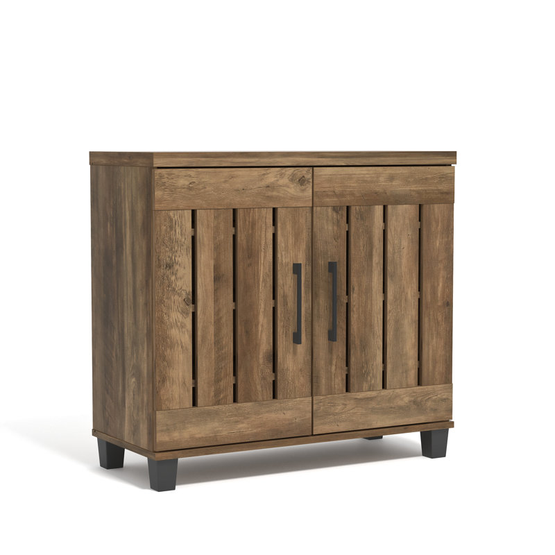 Banos 12 Pair Shoe Storage Cabinet, Knotty Oak