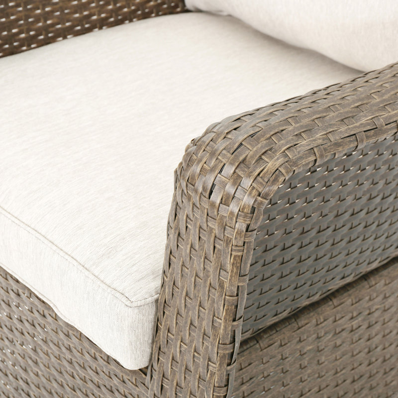Fauteuil club pivotant Liam (ensemble de 2), Blanc, Marron clair