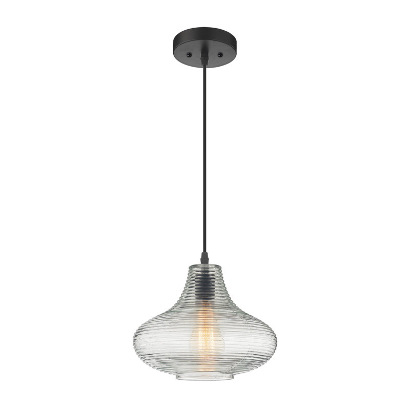 1 - Light Single Teardrop Pendant, Matte Black