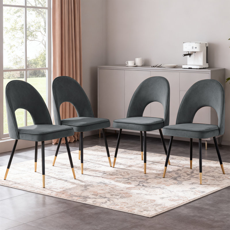 Zackery Upholstered Dining Chair, Grey, 4