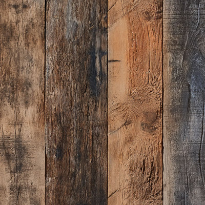 Boho Farmhouse Peel and Stick Wallpaper Rustic Weathered Wood Planks Natural Brown Earth Tones Wall Mural 23.6"W x 118"H Self Adhesive Removable Wall Paper Renter Friendly Wallpaper for Nursery Bedroom Cabinets