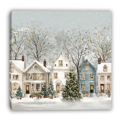 Snowfall Village Row Wrapped Canvas Wall Art