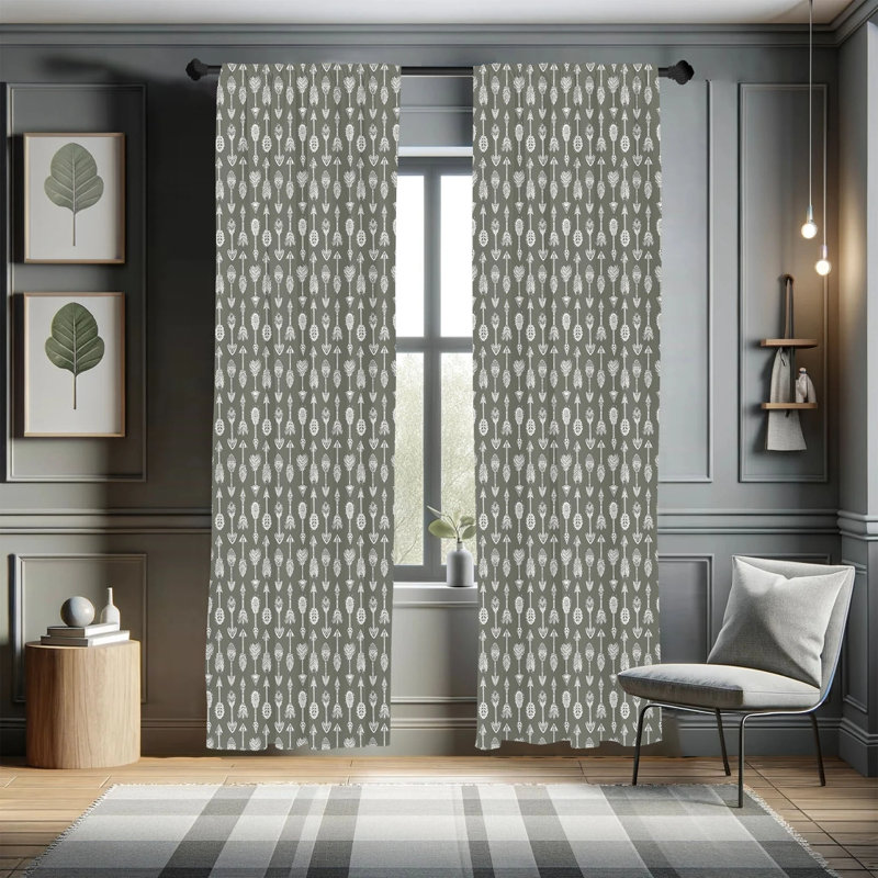 Tribal Semi-Sheer Rod Pocket Curtain Panels, 28" x 63"