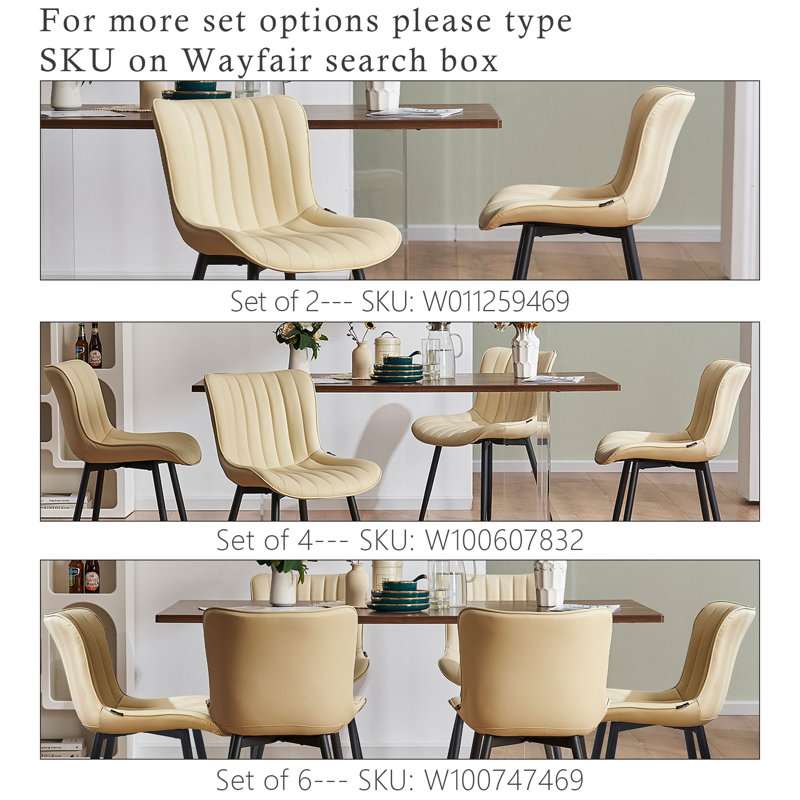 Chaises de salle à manger rembourrées en similicuir Heitger, Beige
