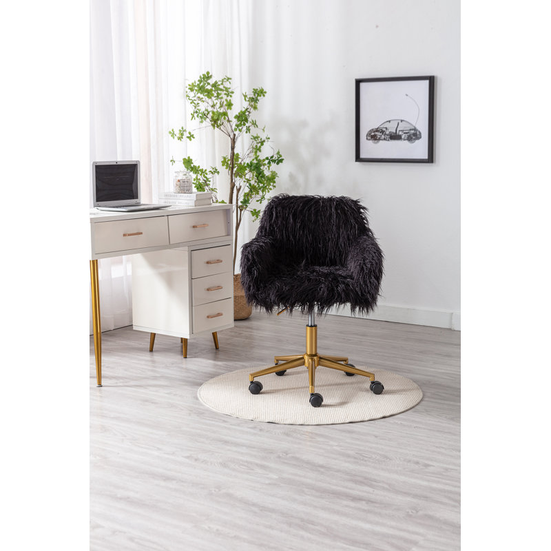 Faux Fur Task Chair, Black