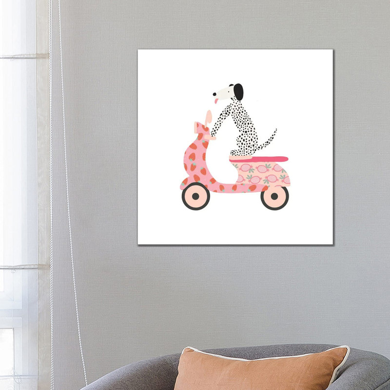 Dog Scooter by The Beau Studio - Wrapped Canvas Painting, 66.04 cm H x 66.04 cm W x 1.91 cm D